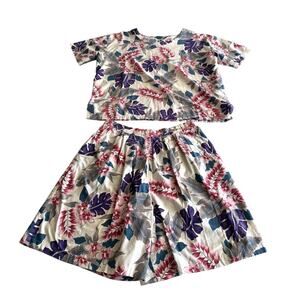 Hilo Hattie Hawaii VTG Cotton Rayon‎ Tropical Hibiscus Top and Shorts Set XL